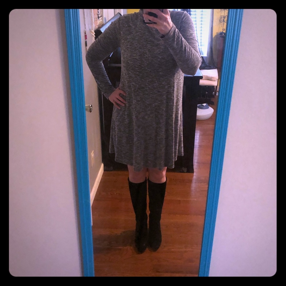 Black and white marble turtleneck dress